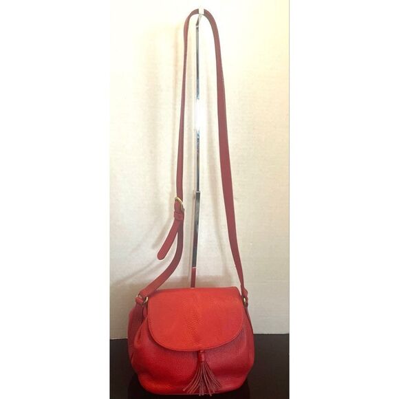Talbots leather red vintage Leather Shoulder/Crossbody Bag tassel. - Picture 1 of 10